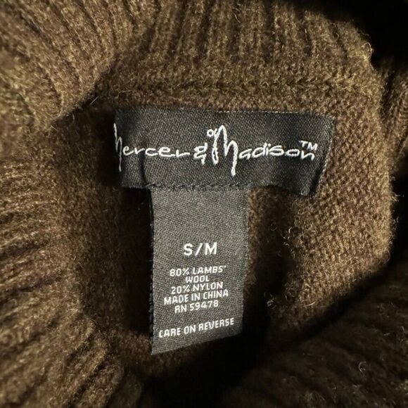 Vintage Y2K Womens Olive Green Lambswool Blend Bat Wing Minimalist Sweater Sz M - Picture 6 of 6